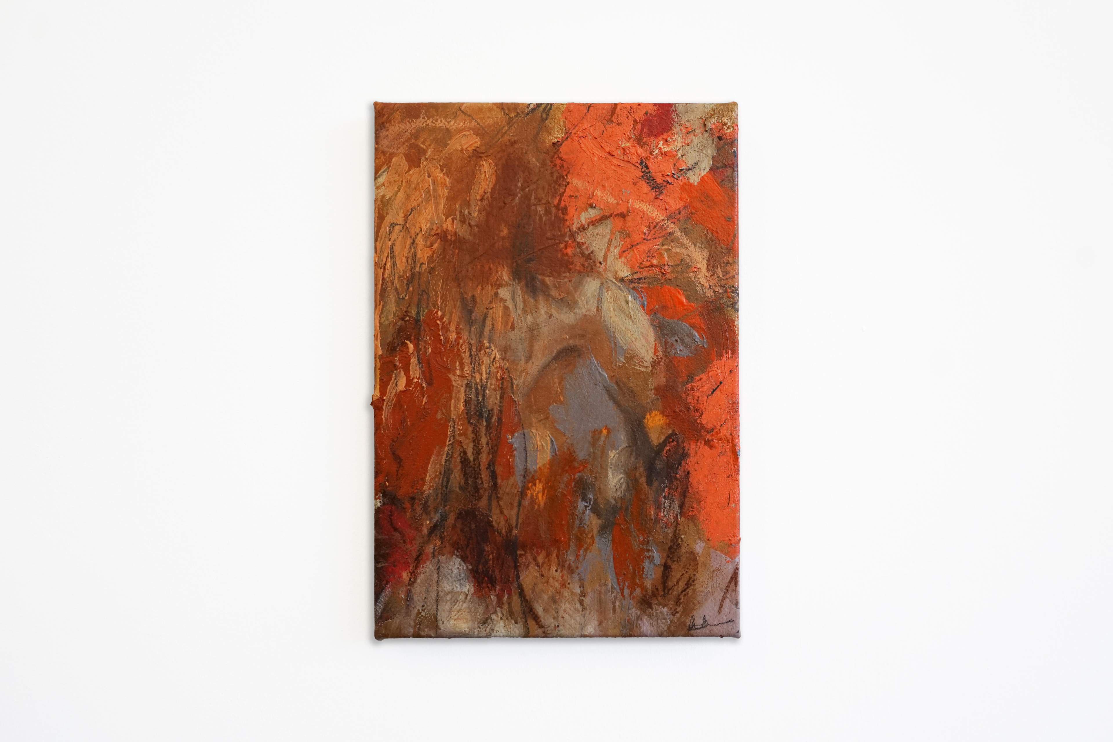 Emberlight, Bethany Holmes, Acrylic, Oil, Oil Stick & Pastel on Linen, 15 x 25 cm, 2025