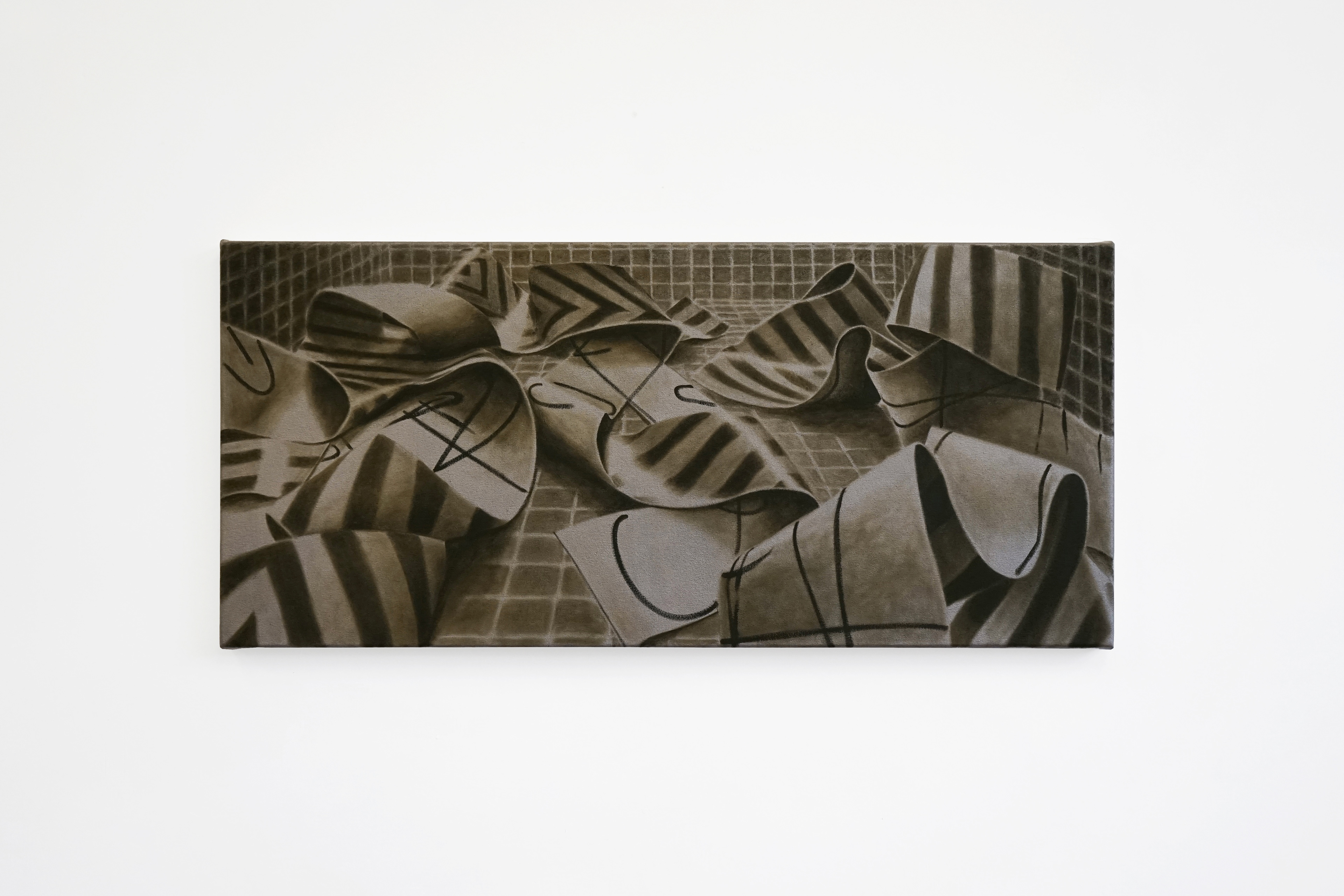'Blow the House Down', Oil and wax on canvas, 30 x 66cm, 2025