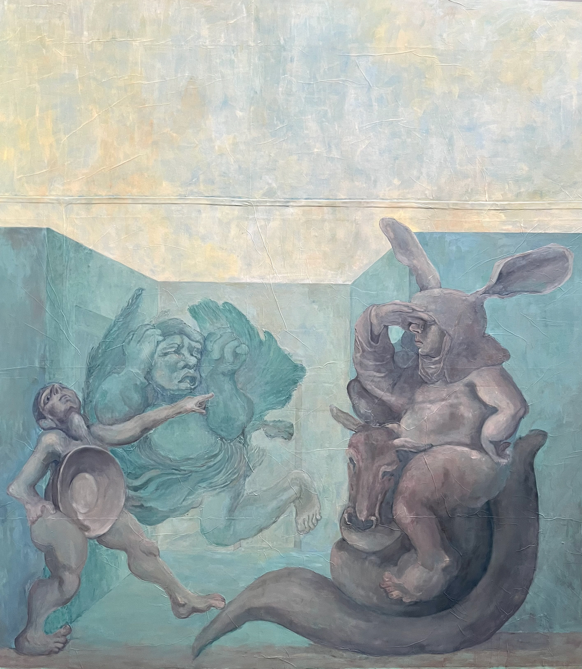 in the Library, oil and tempera on washi, 236.5 x 181.6 cm