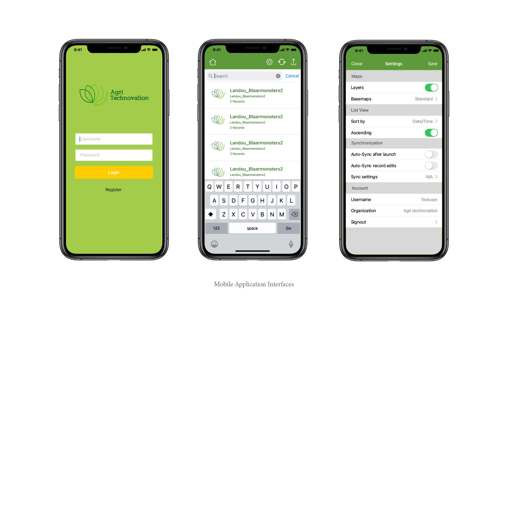 Mobile Application Interface
