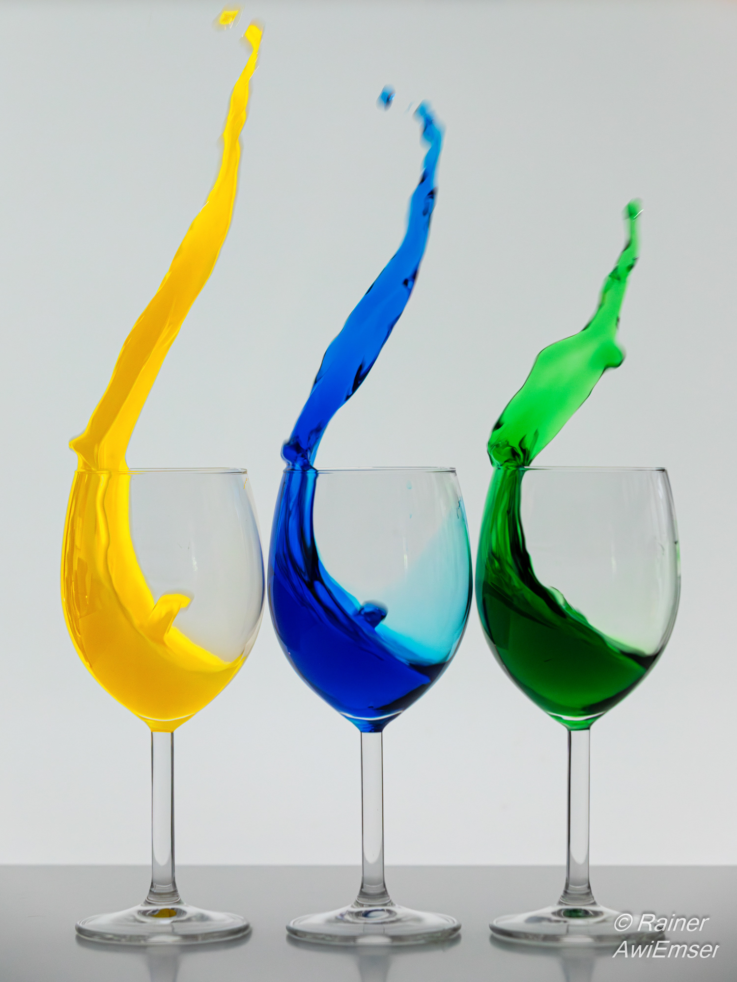 Splash Aufnahmen mit Weingläsern