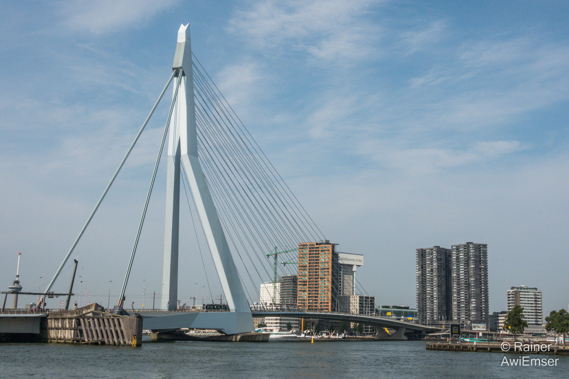Rhein-Mythos, Bilderreise von den Schweizer Bergen bis zur Nordsee, Rotterdam, Erasmus-Brücke, letzte Brücke über den Rhein vor Hoek van Holland