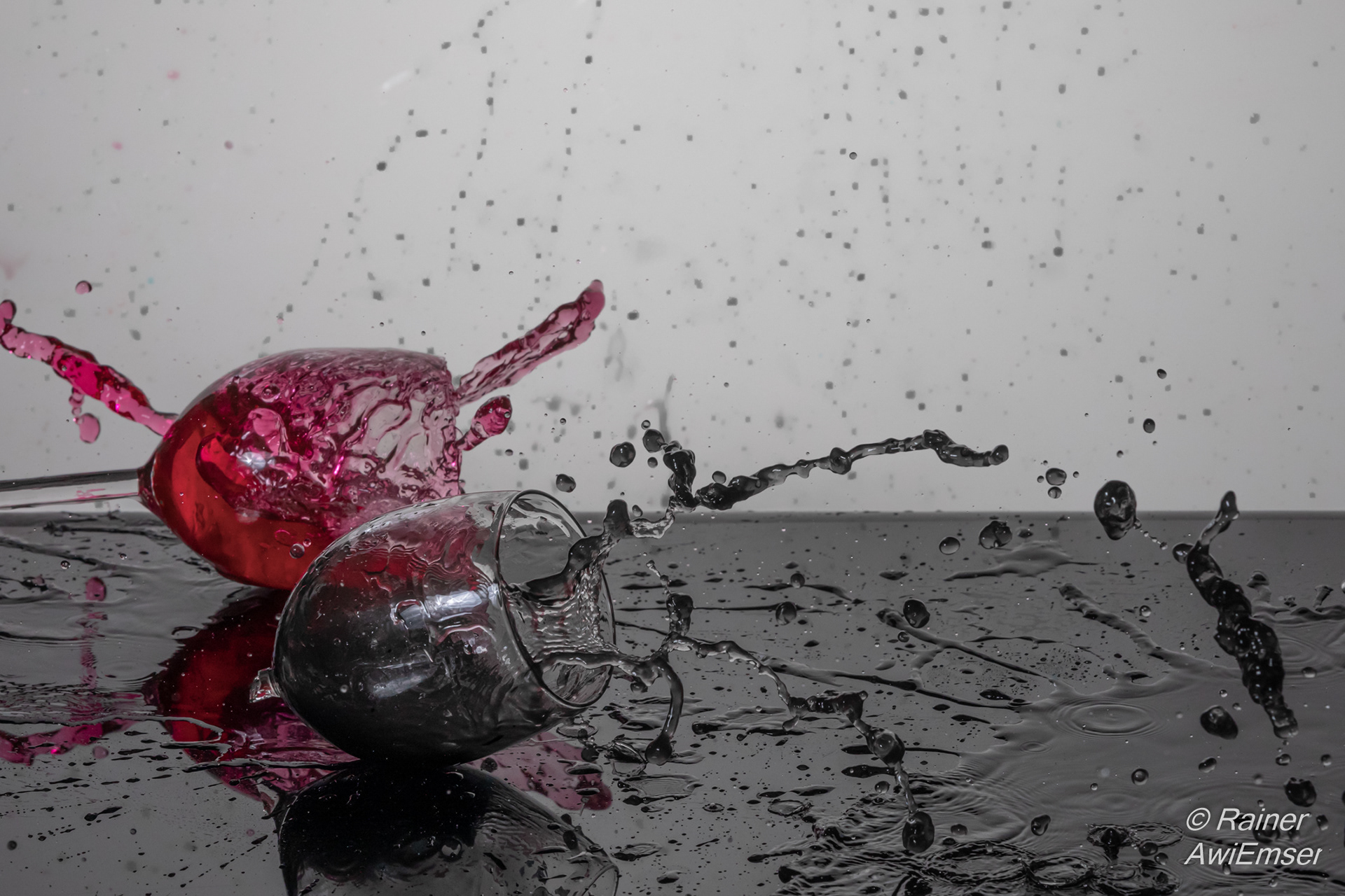 Crash Aufnahmen mit Weingläsern