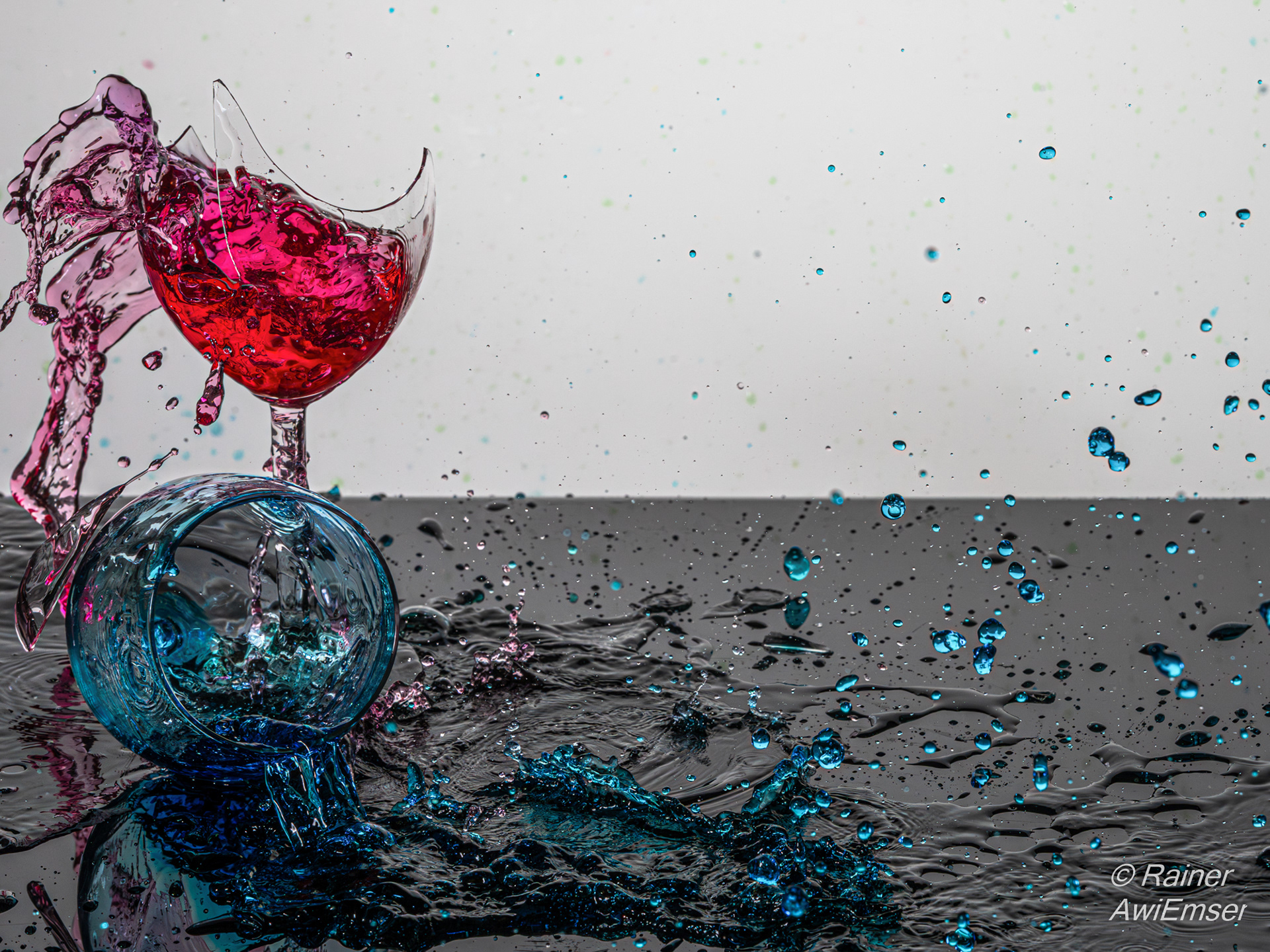 Crash Aufnahmen mit Weingläsern