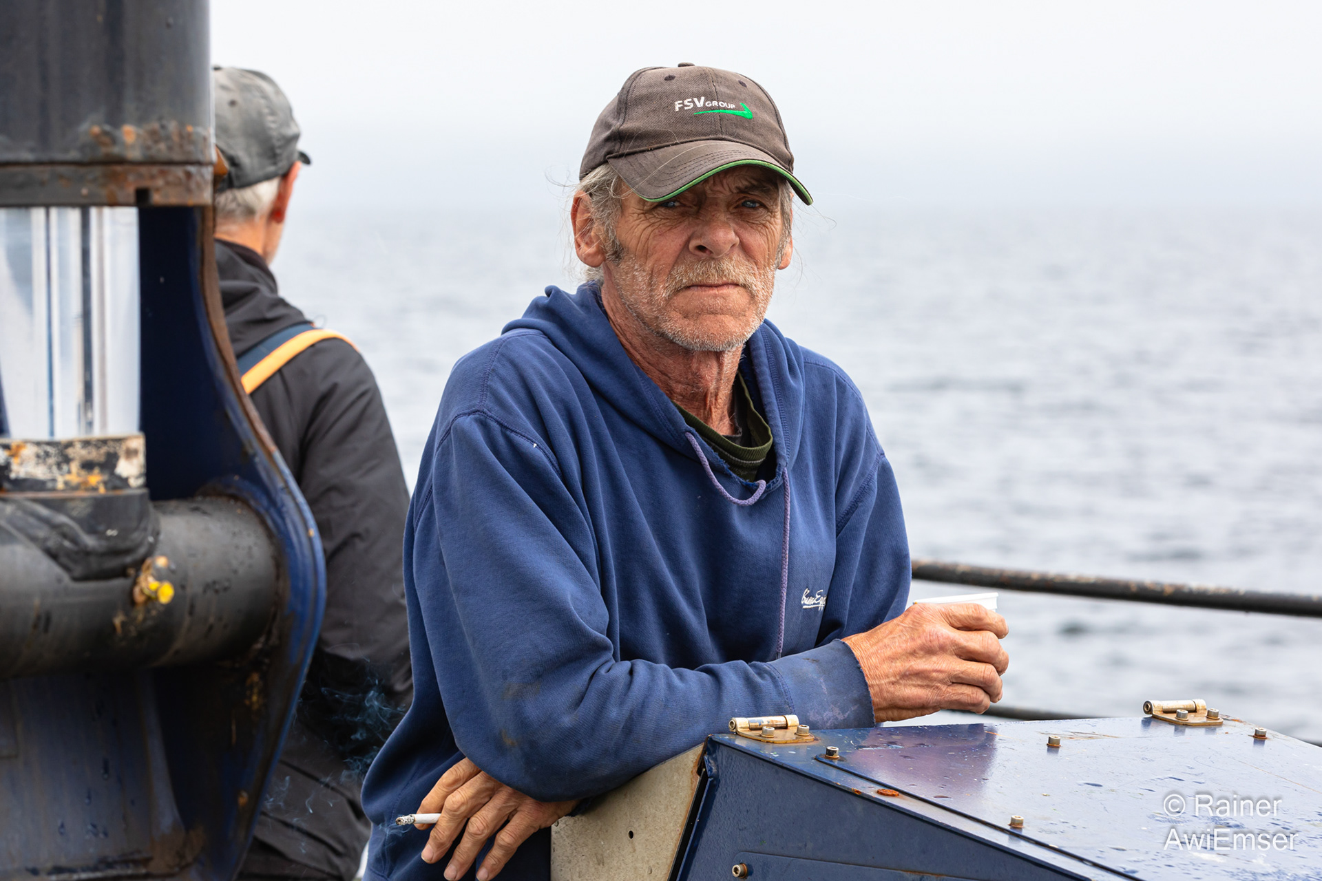 Überfahrt nach Rencontre East, Outport, Südküste Neufundland, Arbeiter