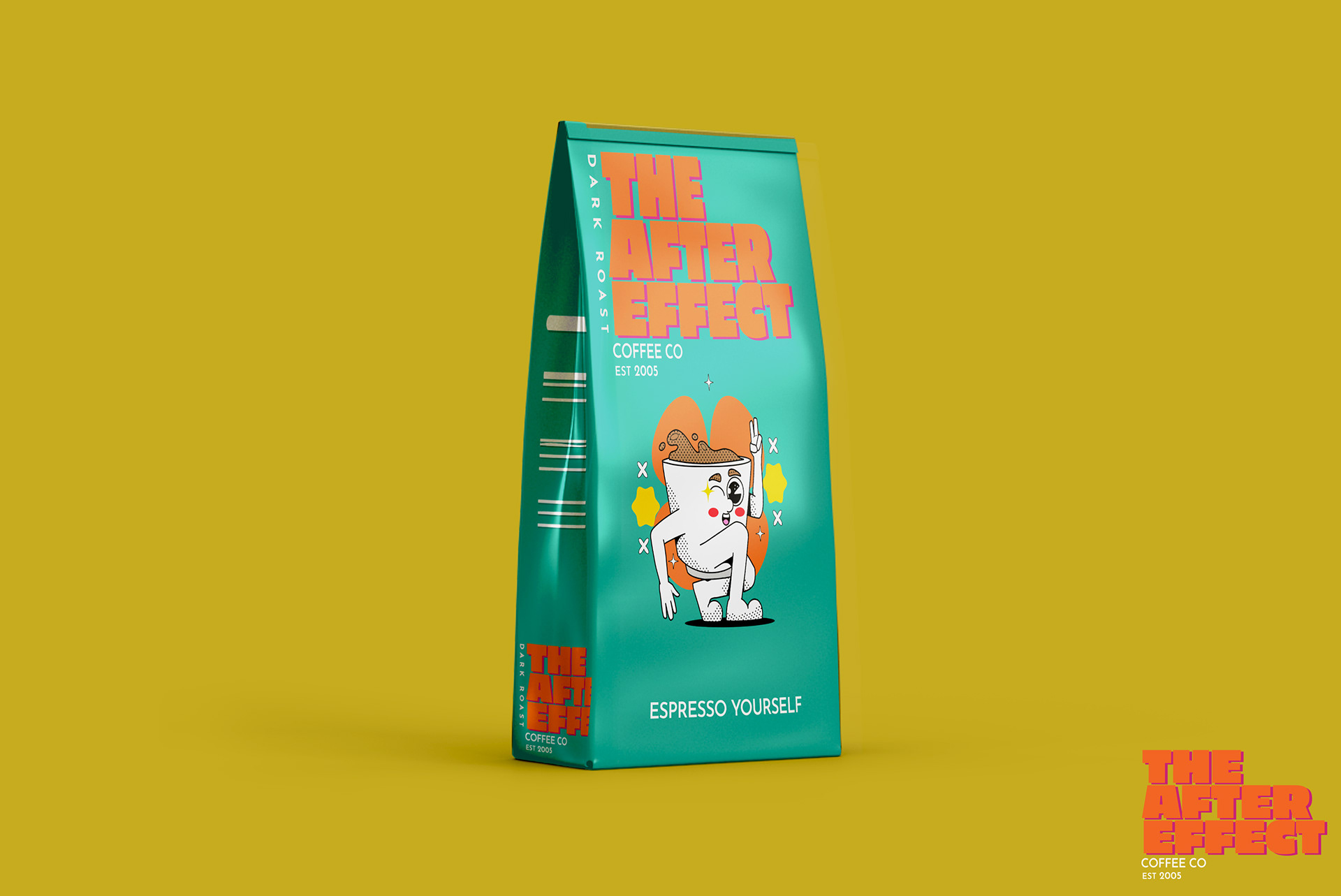 Concept; After Effect Coffee Company, Medium Roast, Coffee Bag Mockup