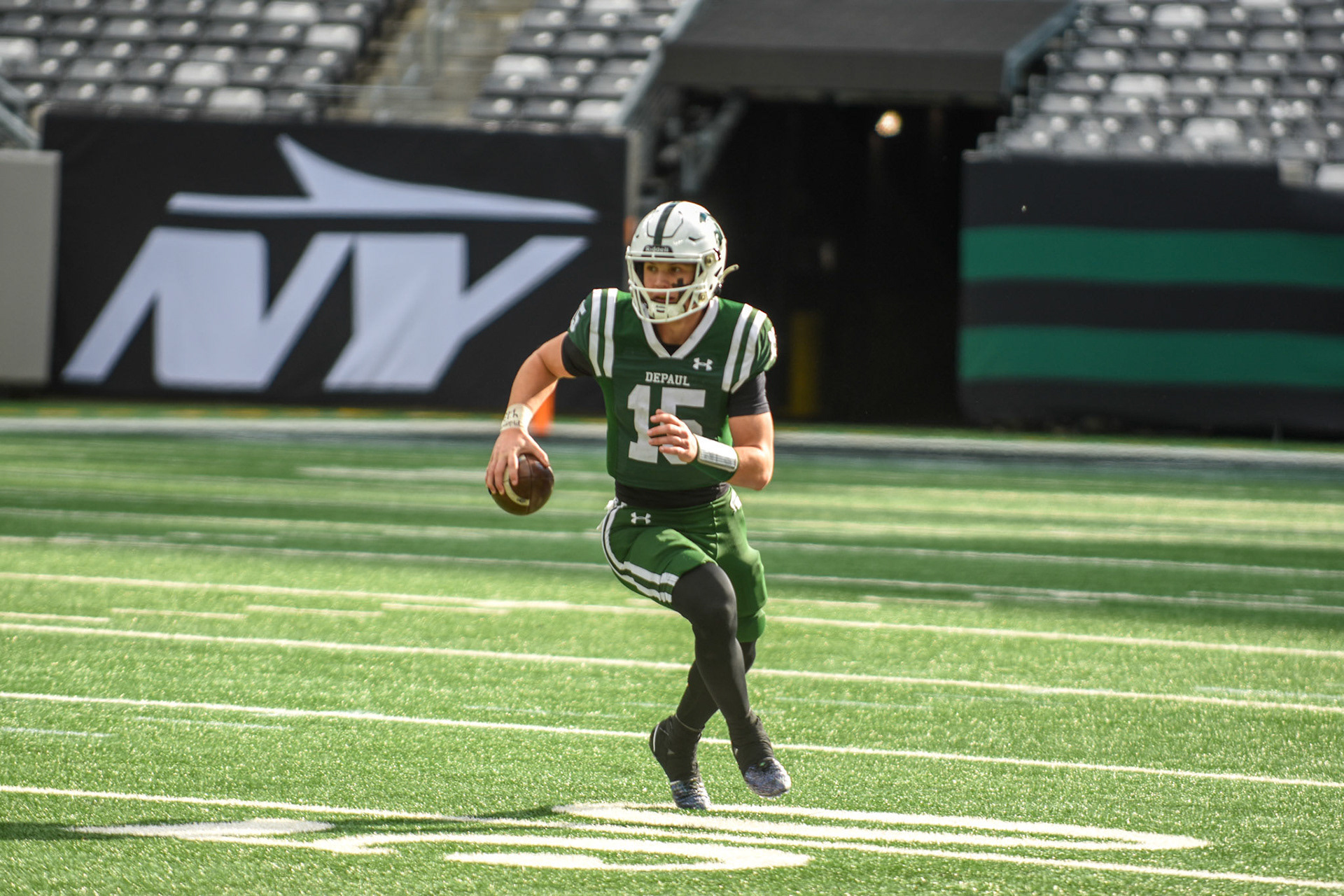 DePaul Catholic QB Derek Zammit on the run in the Non-Public B State Championship at MetLife Stadium