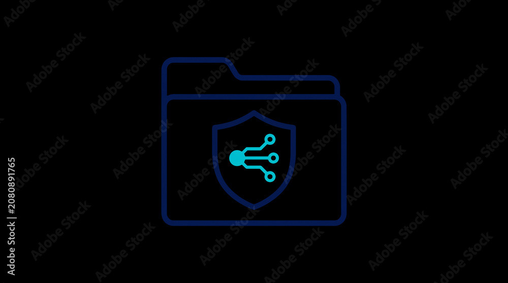 2D illuminated document icon in dark mode, symbolizing encrypted data storage and document security.