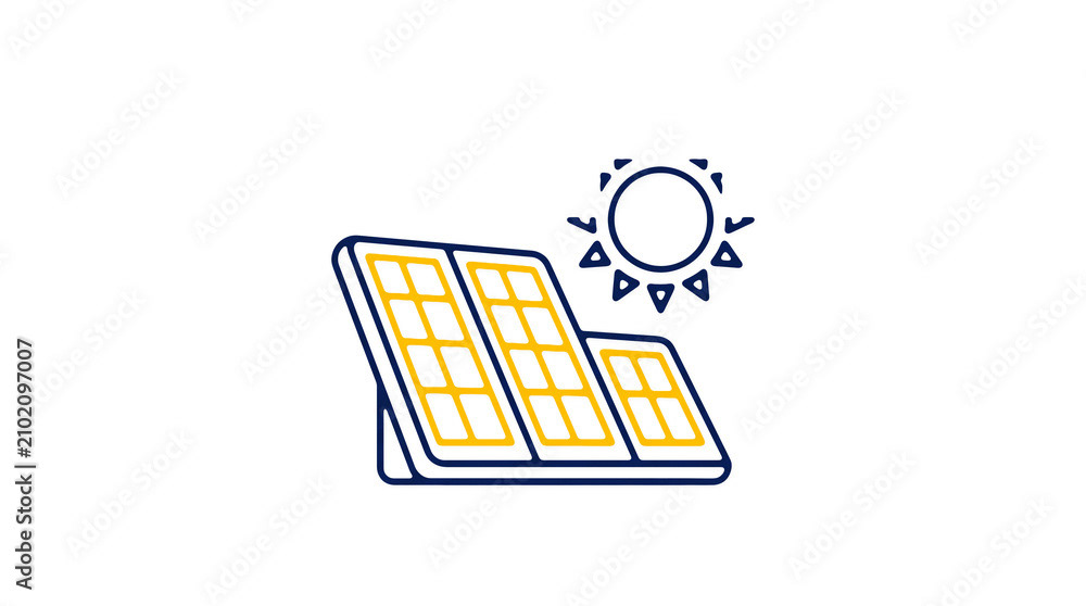 Modern 2D solar power illustration on pure white background for web designers