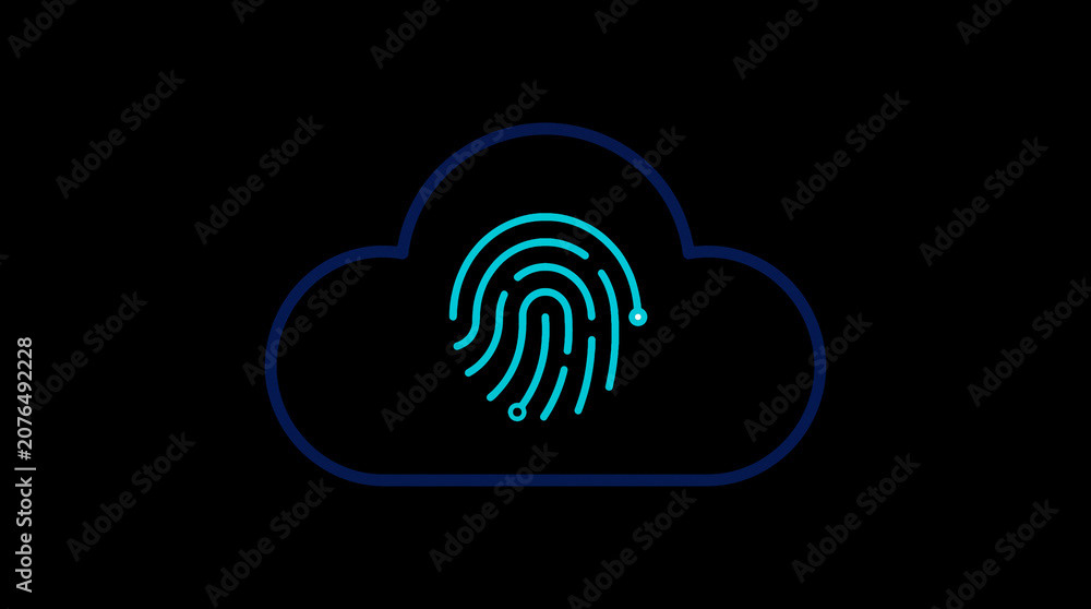 2D illuminated cloud icon in dark mode, symbolizing secure cloud computing and network security.