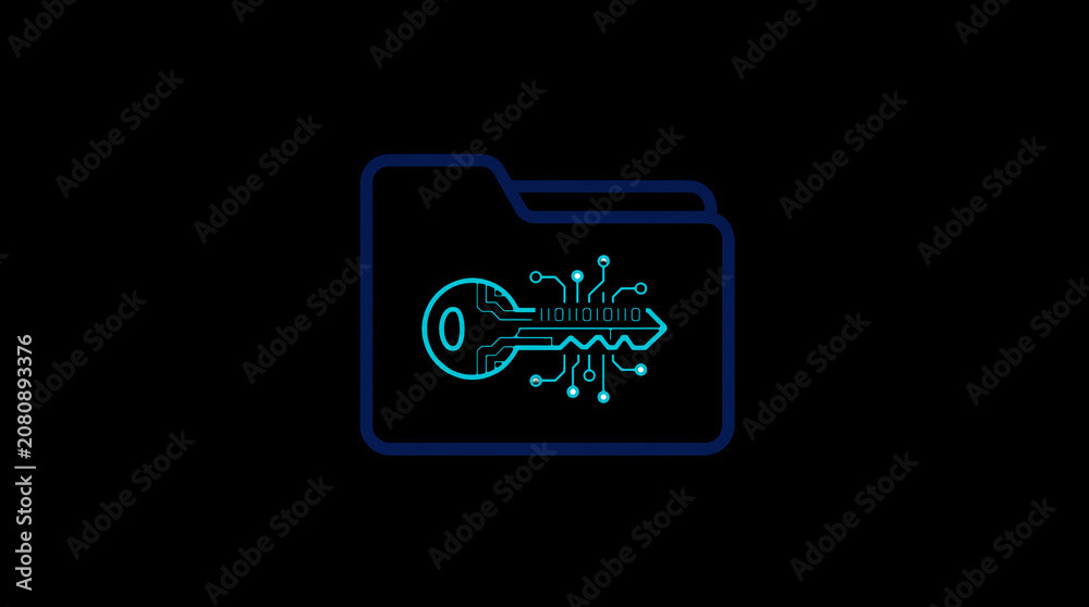 2D illuminated document icon in dark mode, symbolizing encrypted data storage and document security.