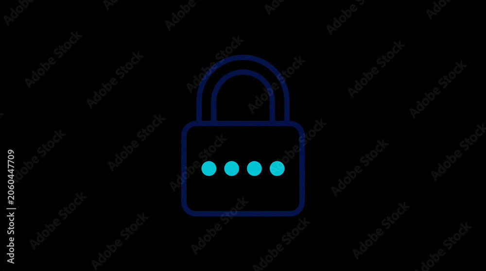 2D illuminated padlock icon in dark mode, symbolizing digital access control and cybersecurity.  ☁️ Alt-Texte: Cloud Se