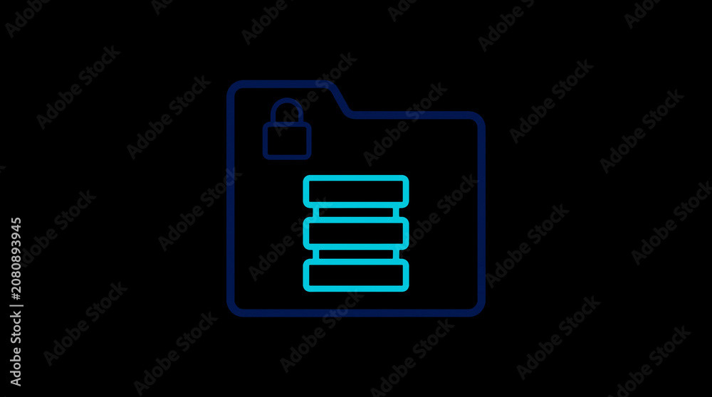 2D illuminated document icon in dark mode, symbolizing encrypted data storage and document security.