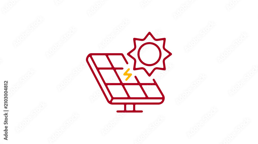 Modern 2D solar power illustration on pure white background for web designers