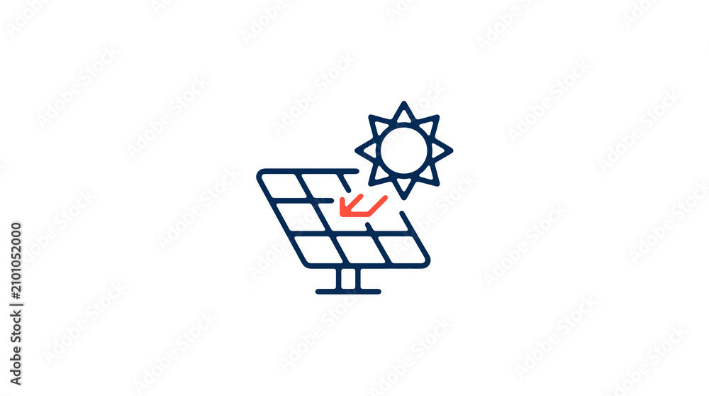 Modern 2D solar power illustration on pure white background for web designers