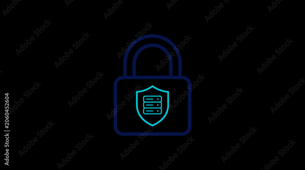 2D illuminated padlock icon in dark mode, symbolizing digital access control and cybersecurity.  ☁️ Alt-Texte: Cloud Se