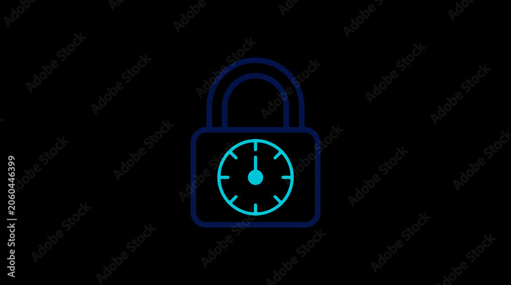 2D illuminated padlock icon in dark mode, symbolizing digital access control and cybersecurity.  ☁️ Alt-Texte: Cloud Se