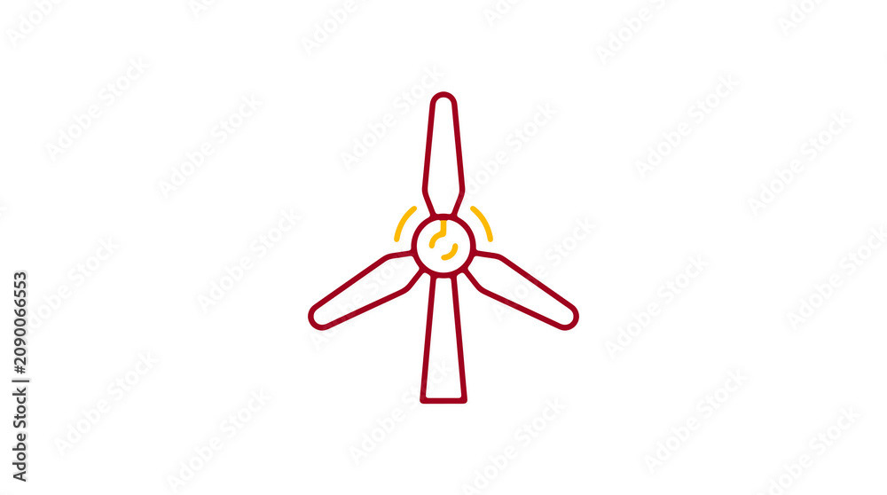 Minimalist illustration of a wind turbine and pipeline on a light background, symbolizing renewable energy and sustainable eco infrastructure.
