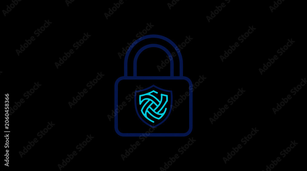 2D illuminated padlock icon in dark mode, symbolizing digital access control and cybersecurity.  ☁️ Alt-Texte: Cloud Se