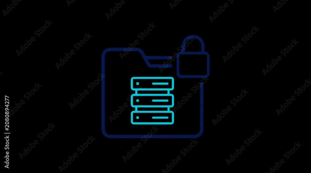 2D illuminated document icon in dark mode, symbolizing encrypted data storage and document security.