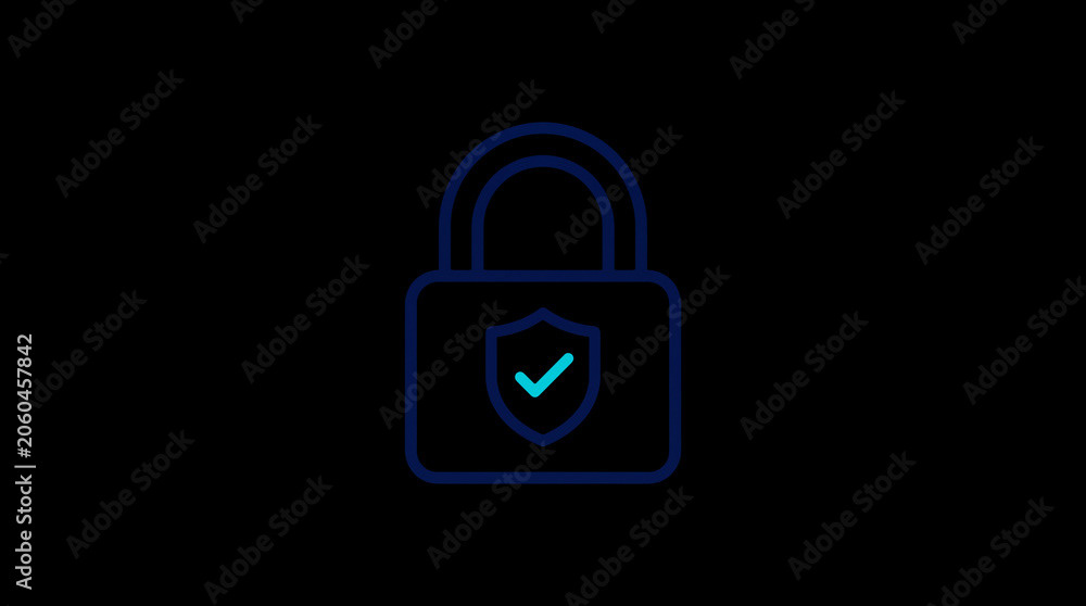 2D illuminated padlock icon in dark mode, symbolizing digital access control and cybersecurity.  ☁️ Alt-Texte: Cloud Se