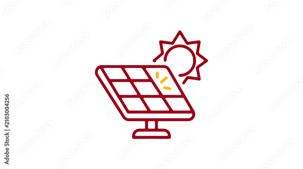 Modern 2D solar power illustration on pure white background for web designers