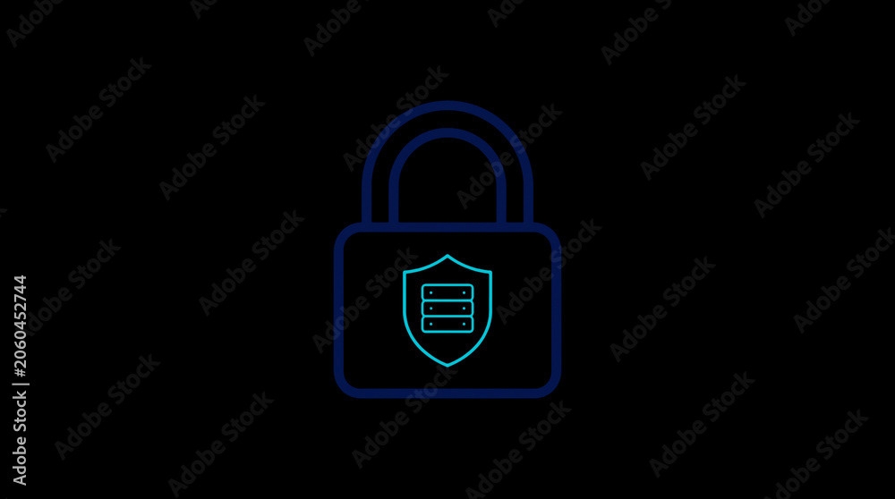 2D illuminated padlock icon in dark mode, symbolizing digital access control and cybersecurity.  ☁️ Alt-Texte: Cloud Se