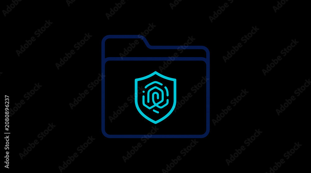 2D illuminated document icon in dark mode, symbolizing encrypted data storage and document security.