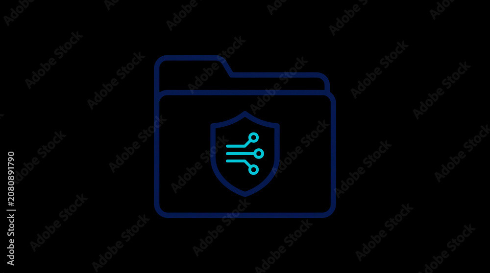 2D illuminated document icon in dark mode, symbolizing encrypted data storage and document security.