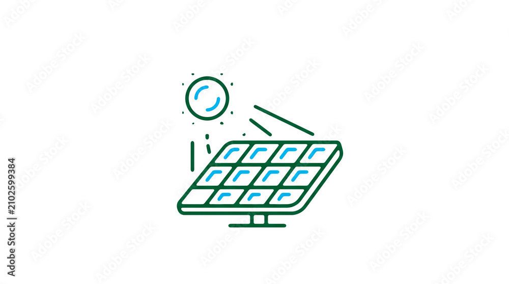 Modern 2D solar power illustration on pure white background for web designers