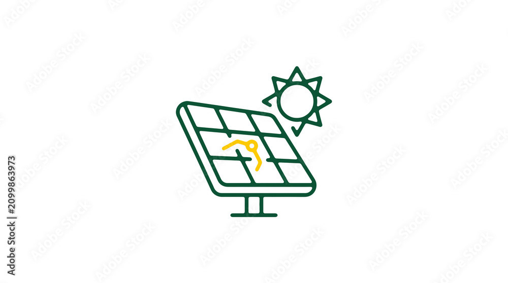 Modern 2D solar power illustration on pure white background for web designers
