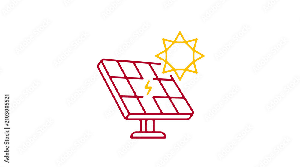 Modern 2D solar power illustration on pure white background for web designers