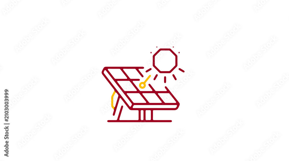 Modern 2D solar power illustration on pure white background for web designers