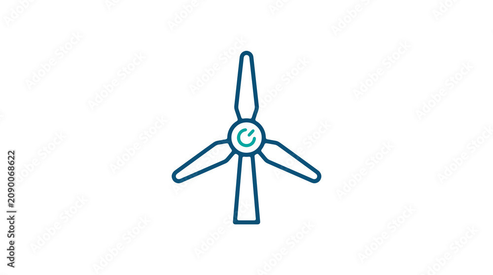 Minimalist illustration of a wind turbine and pipeline on a light background, symbolizing renewable energy and sustainable eco infrastructure.