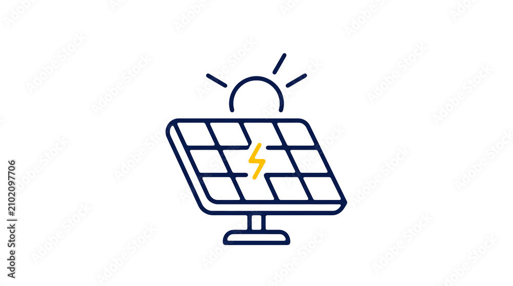 Modern 2D solar power illustration on pure white background for web designers
