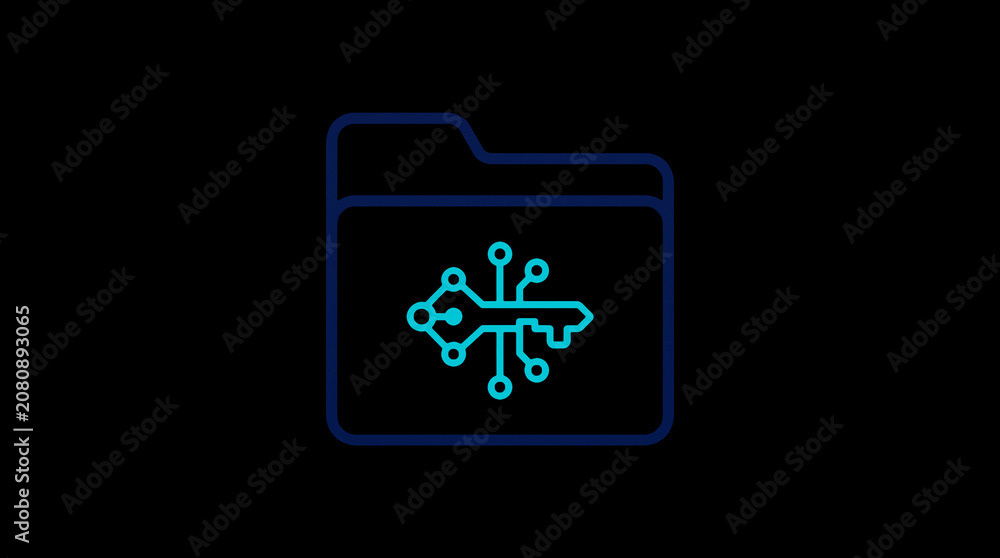 2D illuminated document icon in dark mode, symbolizing encrypted data storage and document security.