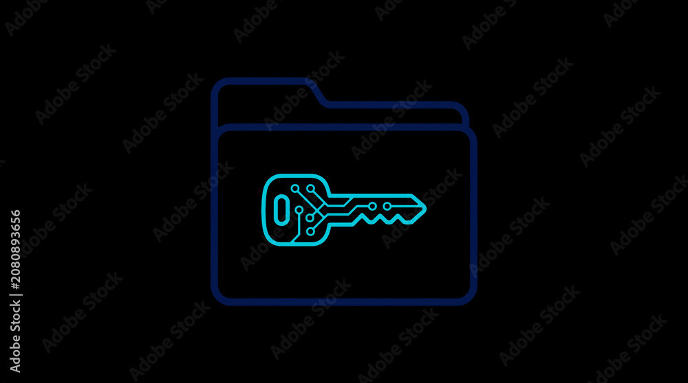 2D illuminated document icon in dark mode, symbolizing encrypted data storage and document security.