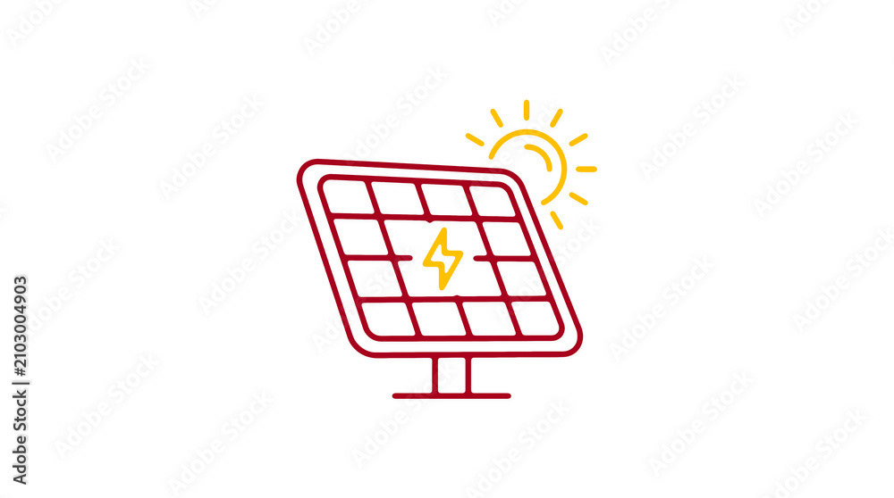 Modern 2D solar power illustration on pure white background for web designers