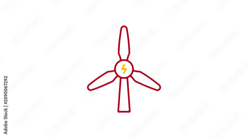 Minimalist illustration of a wind turbine and pipeline on a light background, symbolizing renewable energy and sustainable eco infrastructure.