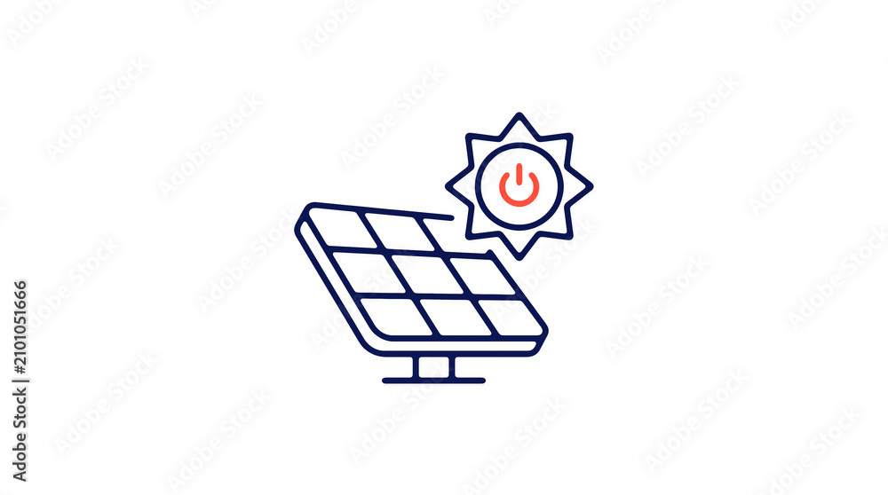 Modern 2D solar power illustration on pure white background for web designers