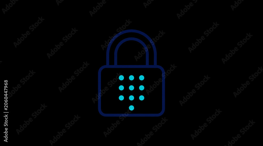 2D illuminated padlock icon in dark mode, symbolizing digital access control and cybersecurity.  ☁️ Alt-Texte: Cloud Se