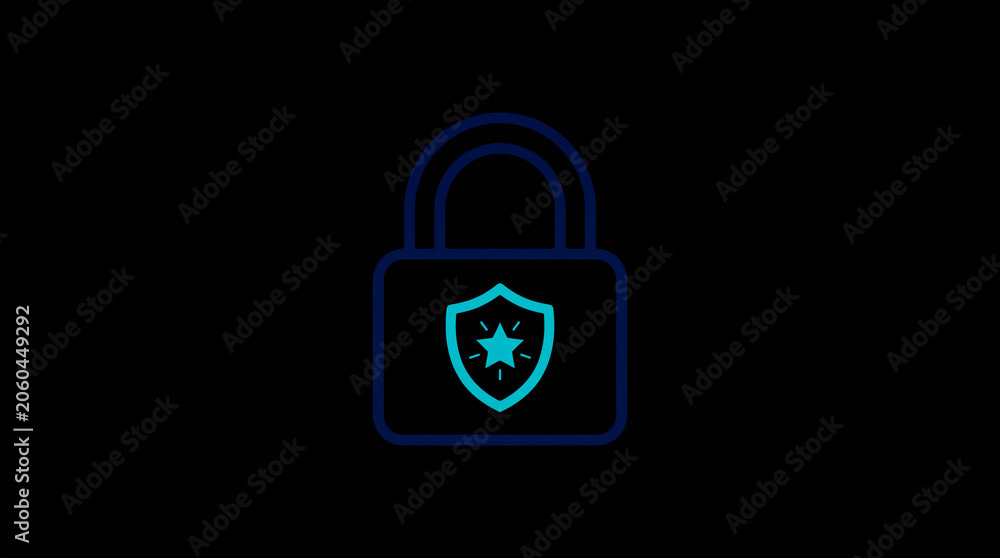 2D illuminated padlock icon in dark mode, symbolizing digital access control and cybersecurity.  ☁️ Alt-Texte: Cloud Se