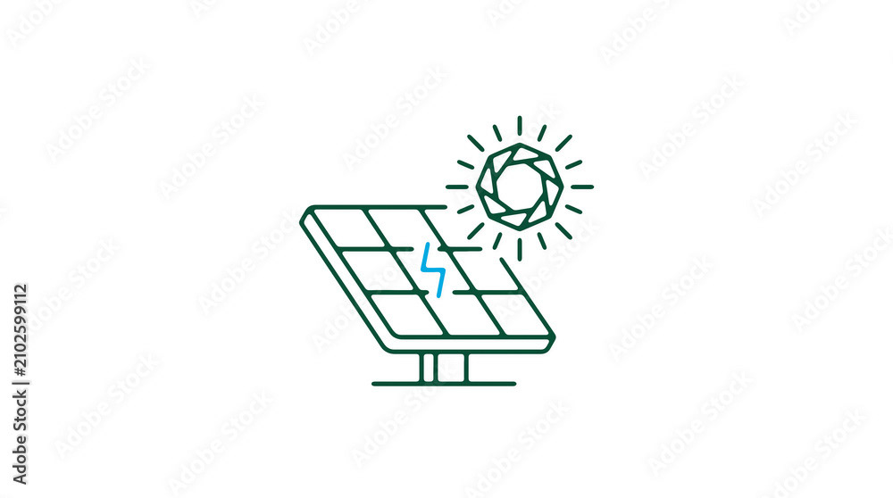 Modern 2D solar power illustration on pure white background for web designers