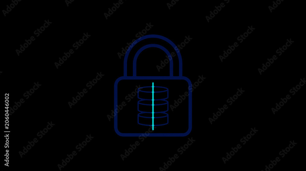 2D illuminated padlock icon in dark mode, symbolizing digital access control and cybersecurity.  ☁️ Alt-Texte: Cloud Se