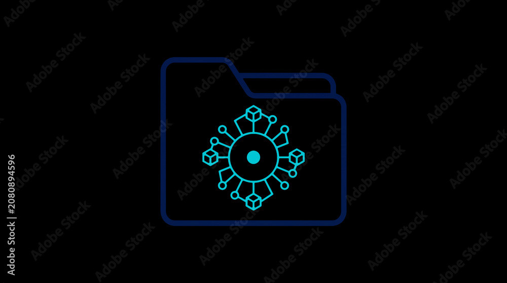 2D illuminated document icon in dark mode, symbolizing encrypted data storage and document security.