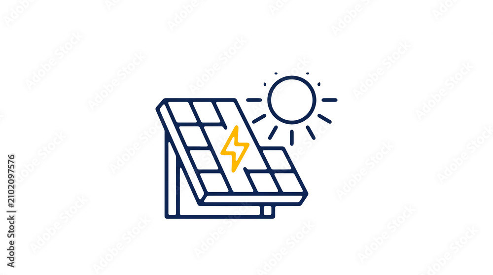 Modern 2D solar power illustration on pure white background for web designers