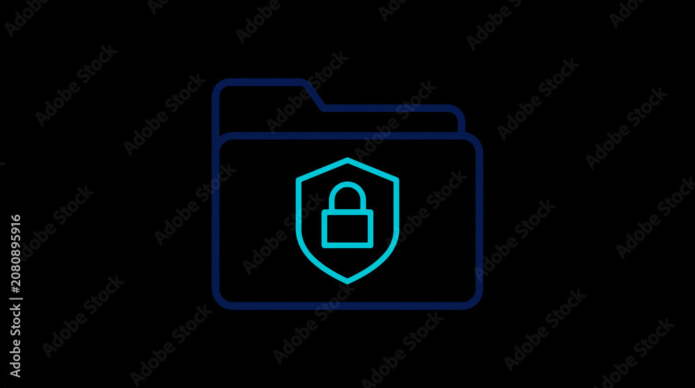 2D illuminated document icon in dark mode, symbolizing encrypted data storage and document security.