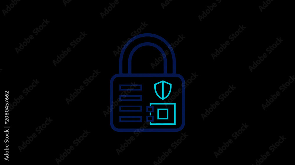 2D illuminated padlock icon in dark mode, symbolizing digital access control and cybersecurity.  ☁️ Alt-Texte: Cloud Se