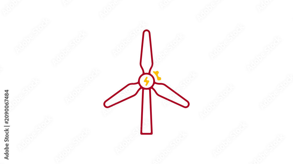 Minimalist illustration of a wind turbine and pipeline on a light background, symbolizing renewable energy and sustainable eco infrastructure.