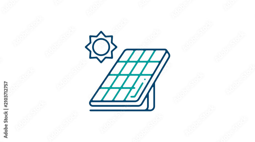 Modern 2D solar power illustration on pure white background for web designers